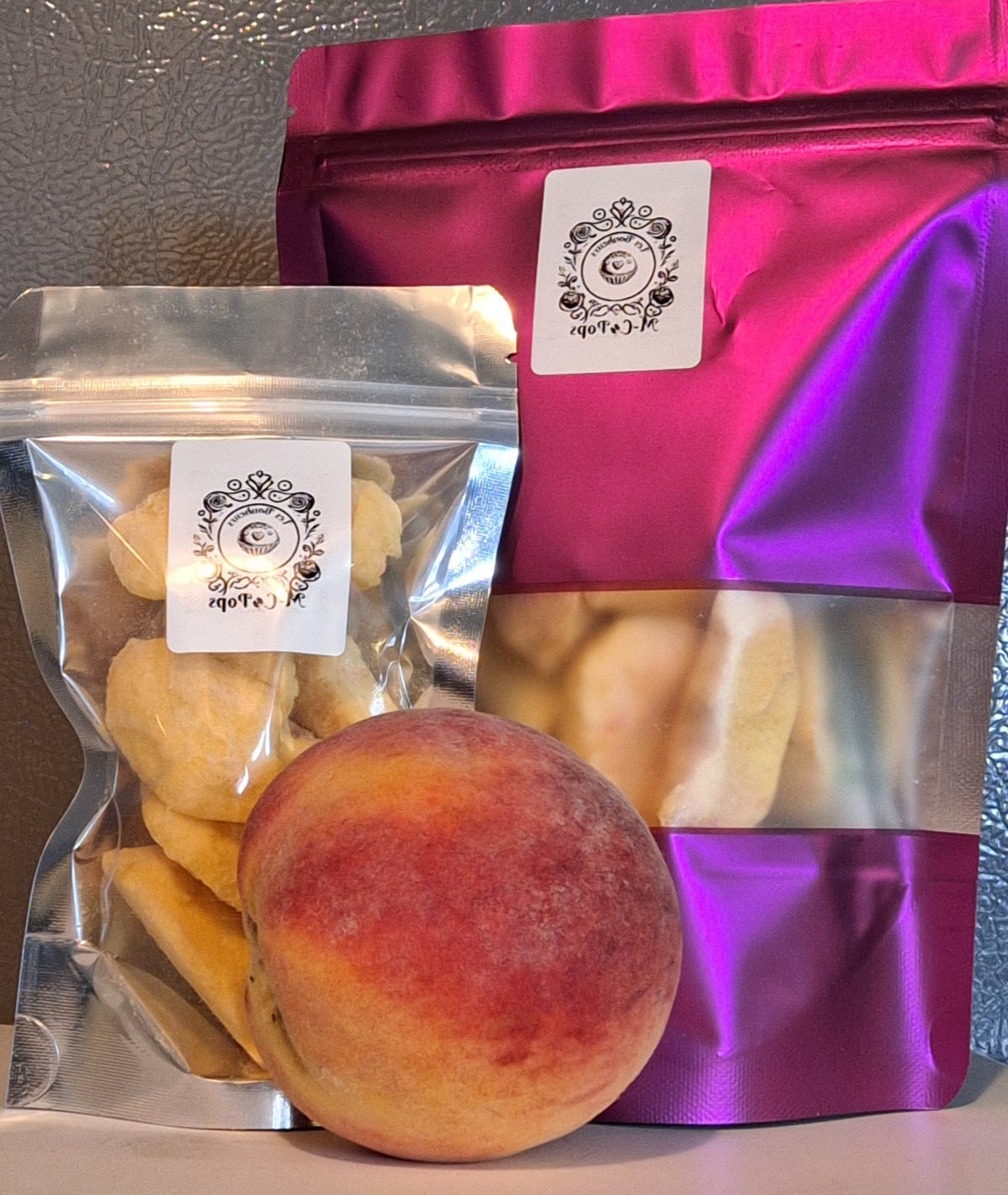 Pêches lyophilisées